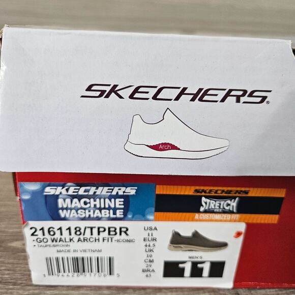 Skechers Mens Go Walk Arch Fit Iconic Slip On Shoes Taupe Brown Size 11 Stretch main image 5